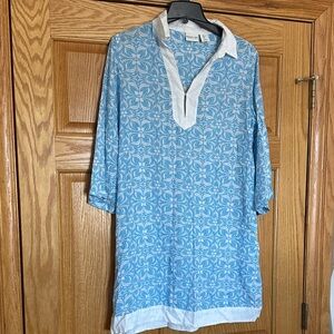 Rachel Zoe Light Blue and White Floral-Patterned Pullover Top